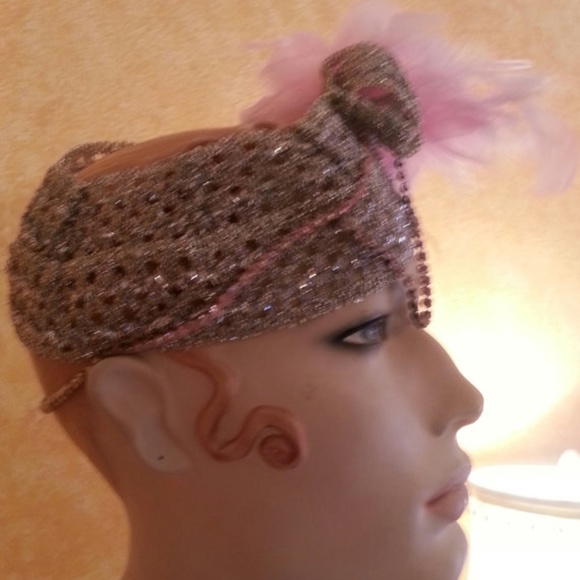 Iridescent Metallic Silver Pink Gatsby Headpiece